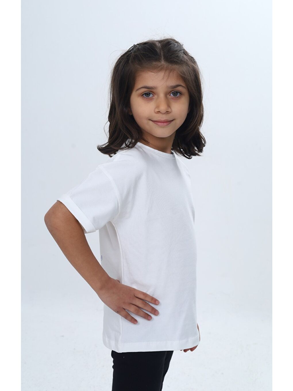 Ekru Kız Çocuk Bisiklet Yaka Kısa Kollu Baskılı Tişört 24978-2
