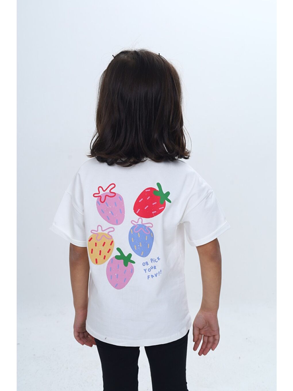 Ekru Kız Çocuk Bisiklet Yaka Kısa Kollu Baskılı Tişört 24978-4