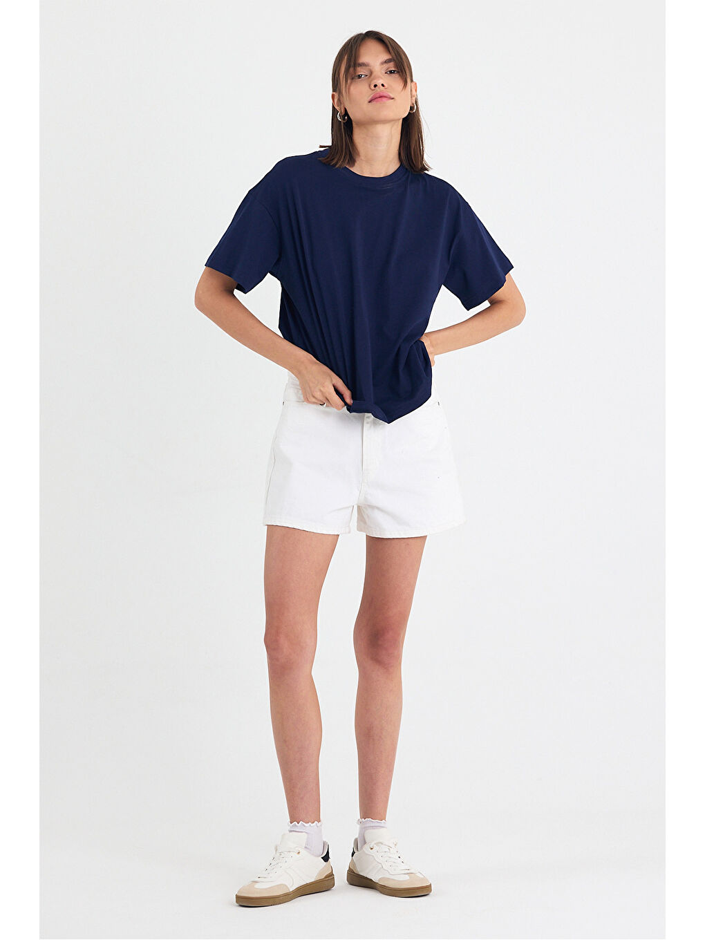 Kadın Timeless Oversize Lacivert T-Shirt-2