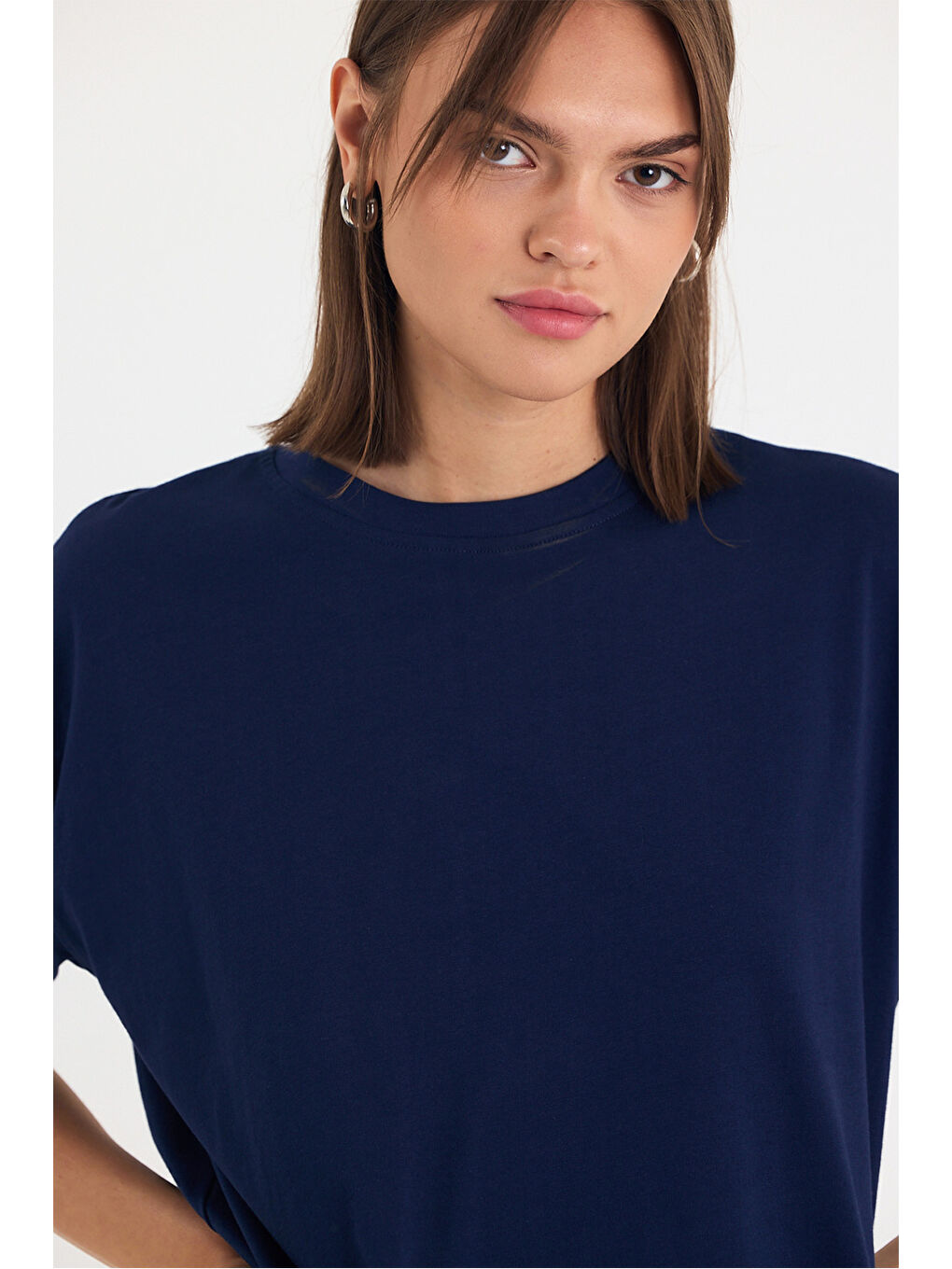 Kadın Timeless Oversize Lacivert T-Shirt-3