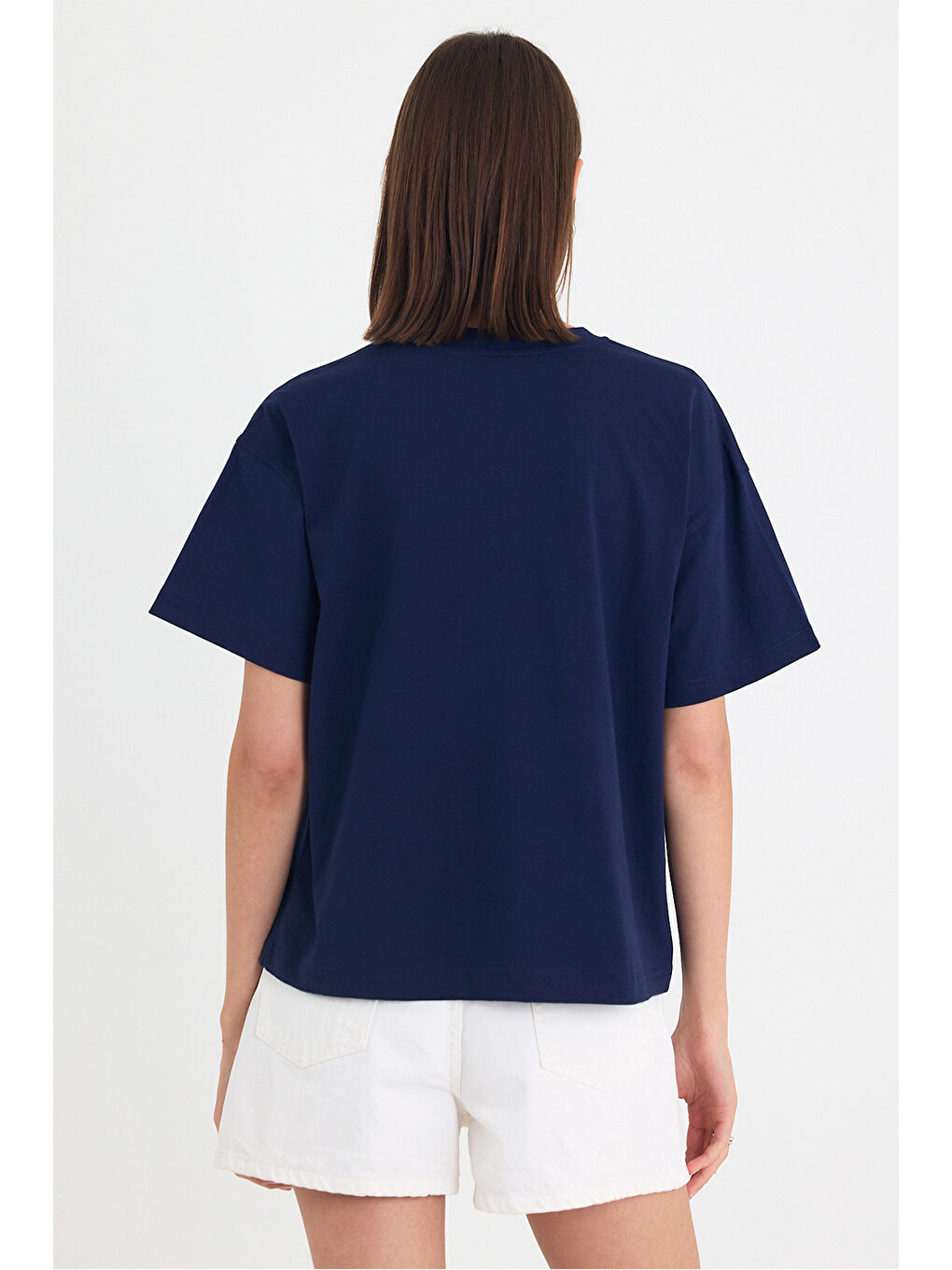 Kadın Timeless Oversize Lacivert T-Shirt-4