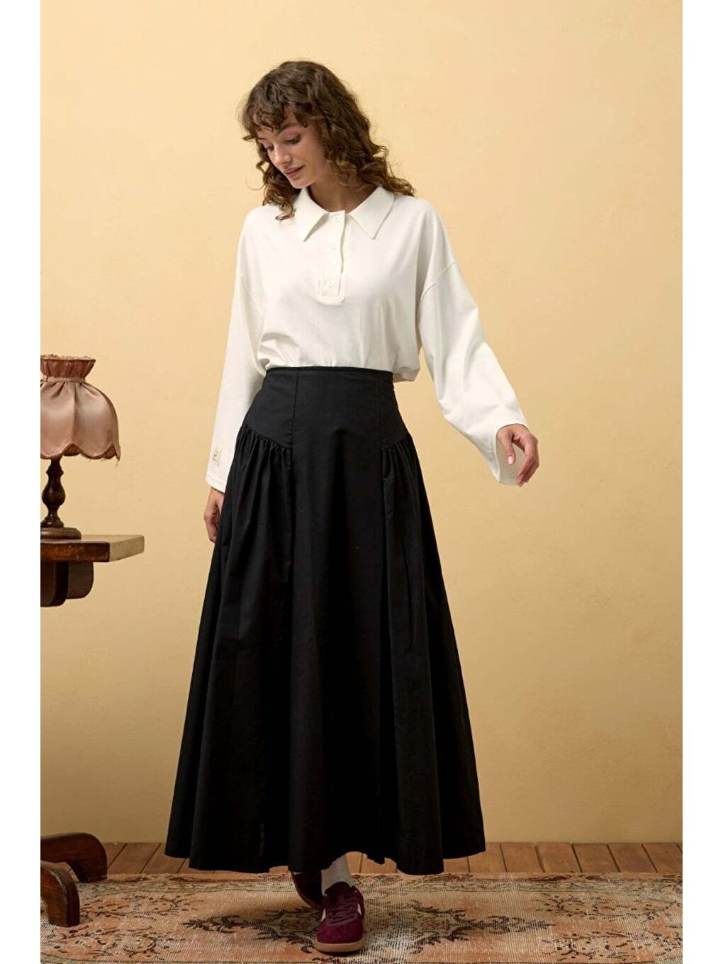 Siyah Pile Detay Etek-1