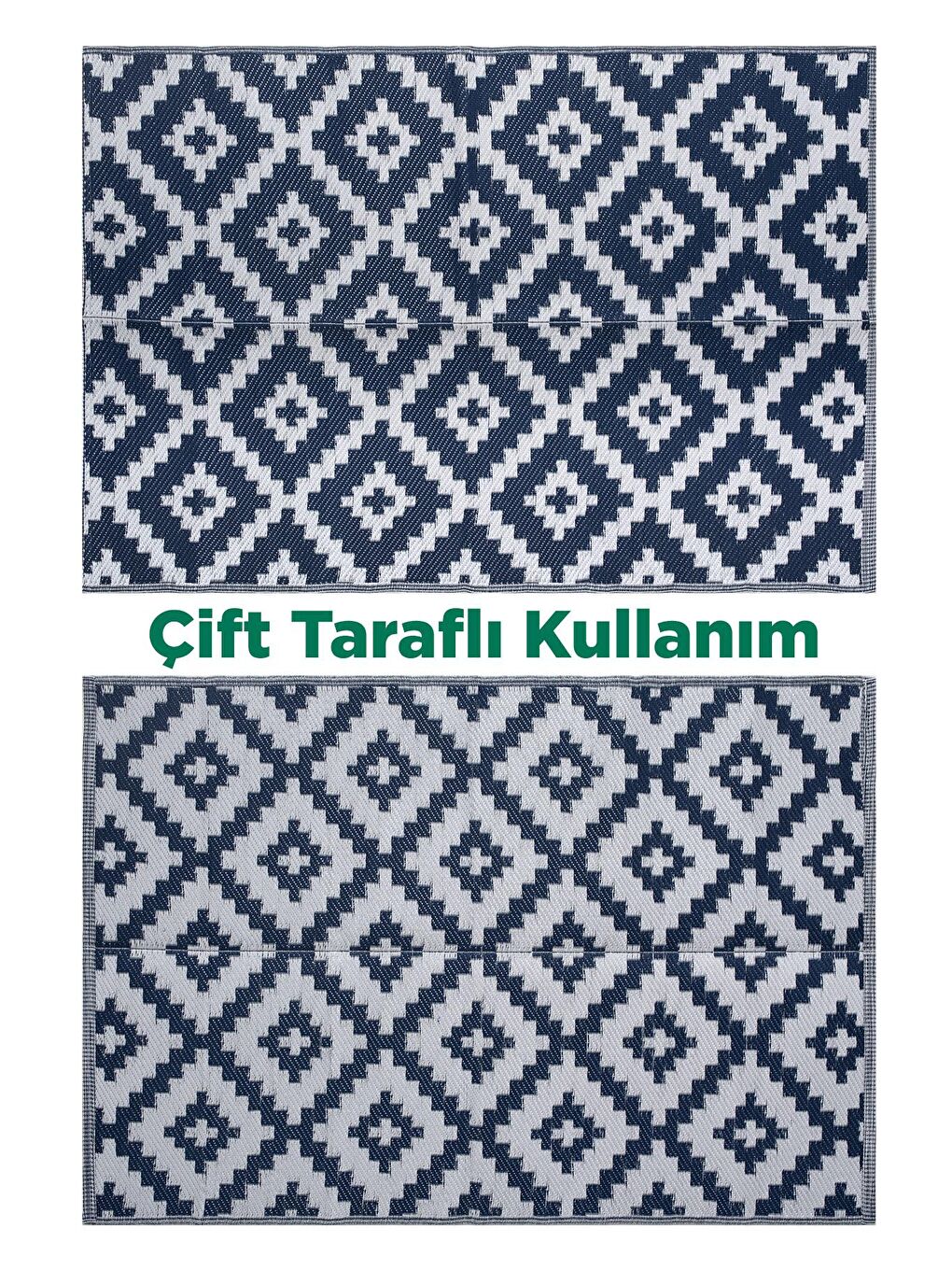 Lacivert Savana 8804 Plaj Kamp Piknik Bahçe  Halısı Balkon Teras Hasır Mat Savan Halı-180x270-2