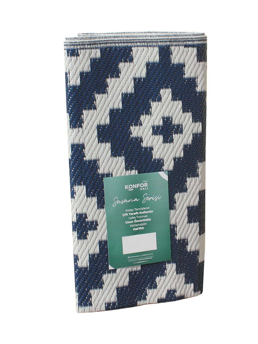 Lacivert Savana 8804 Plaj Kamp Piknik Bahçe  Halısı Balkon Teras Hasır Mat Savan Halı-180x270-4