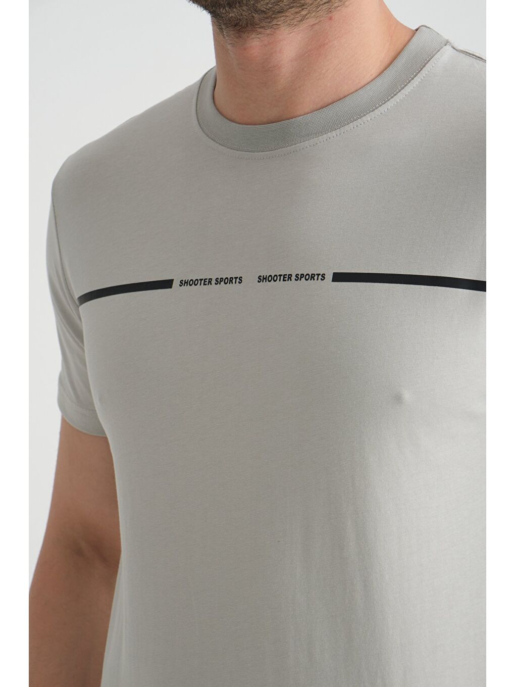 Gri Erkek T-Shirt %100 Pamuk Nefes Alan Bisiklet Yaka Regular Fit-1
