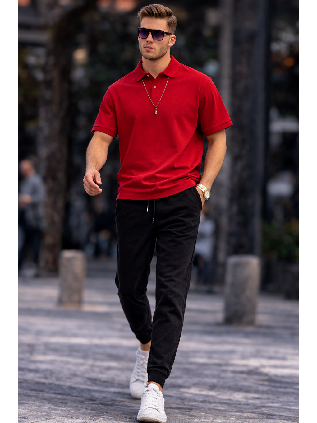 Erkek Basic Relax Kırmızı Polo Yaka Tişört-1
