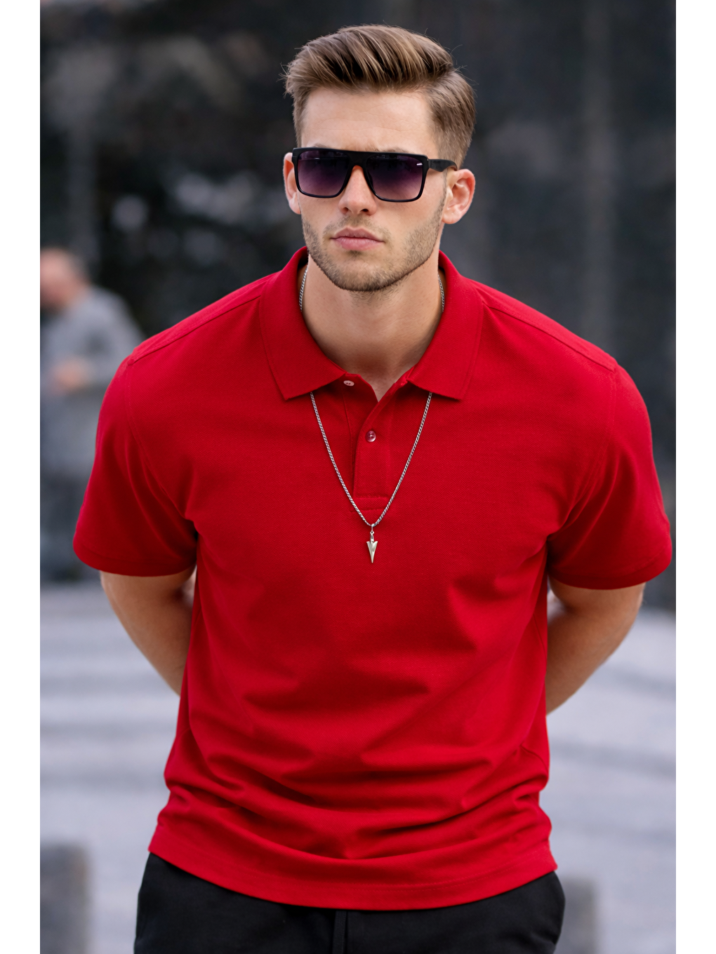 Erkek Basic Relax Kırmızı Polo Yaka Tişört-2