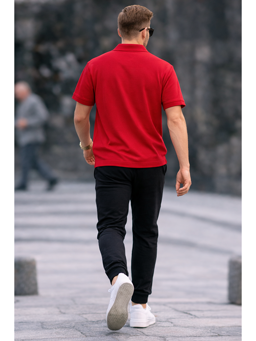 Erkek Basic Relax Kırmızı Polo Yaka Tişört-5