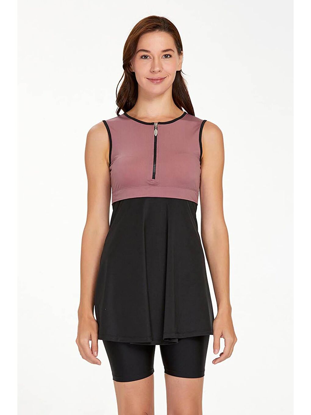 Kahverengi Sıfır Kol Yarı Kapalı Mayo Arlet 3927 Kiremit