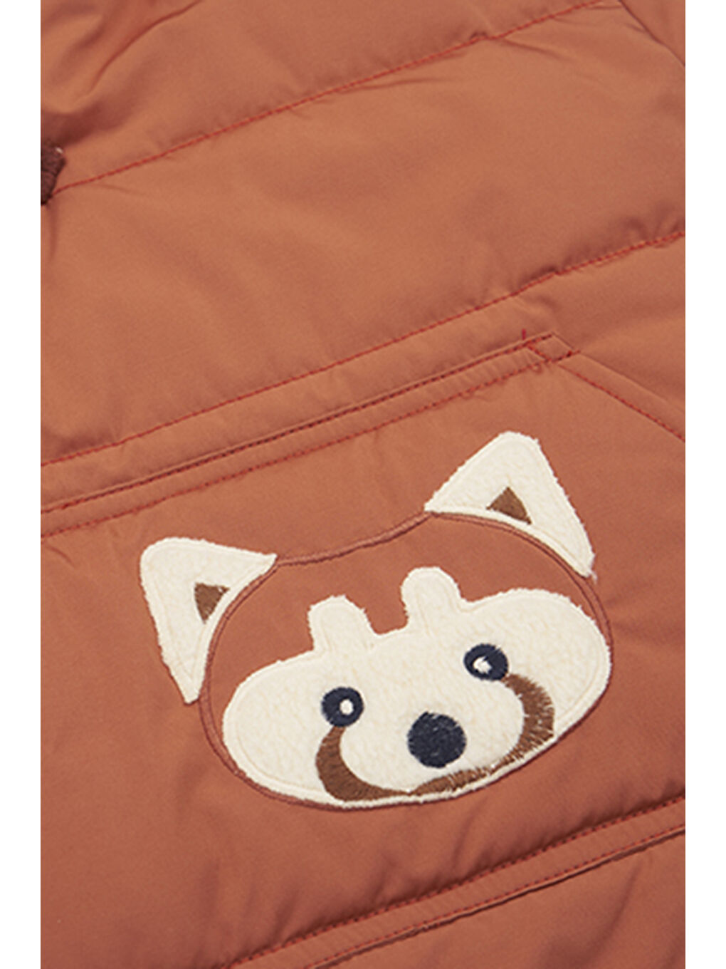 Kahverengi Erkek Bebek Tilki Aplikeli Kiremit Şişme Mont-2