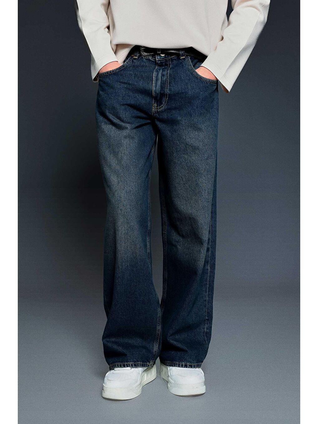 Erkek Süper Baggy Fit Jean Pantolon Lacivert