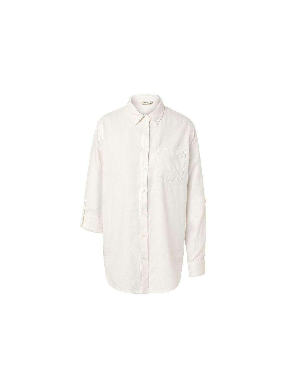 Kadın Bluz, Keten Karışım, Beyaz-1