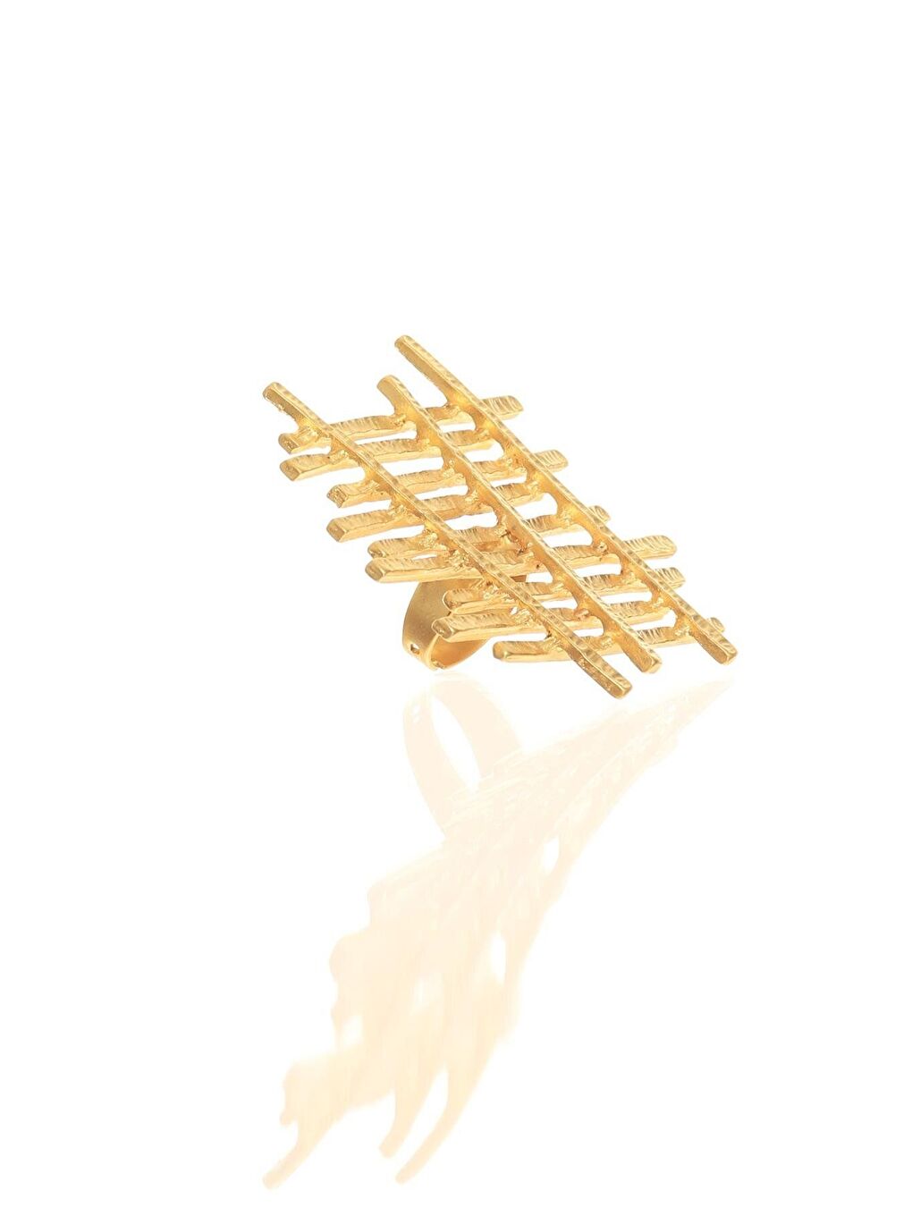 Sarı Kadın Mat Altın Kaplama Çit Model Ayarlanabilir Büyük Bohem Yüzük-1