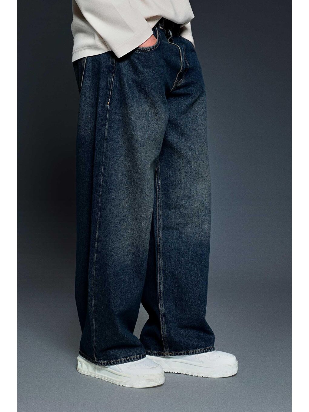 Erkek Süper Baggy Fit Jean Pantolon Lacivert-1