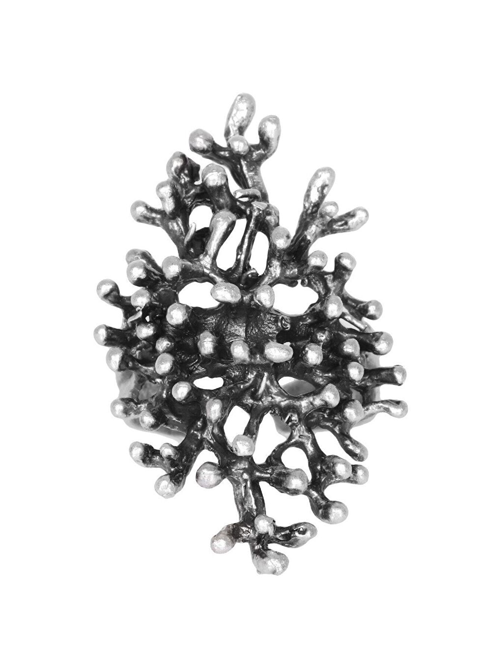 Gri Kadın Antik Gümüş Kaplama Yüzük-1