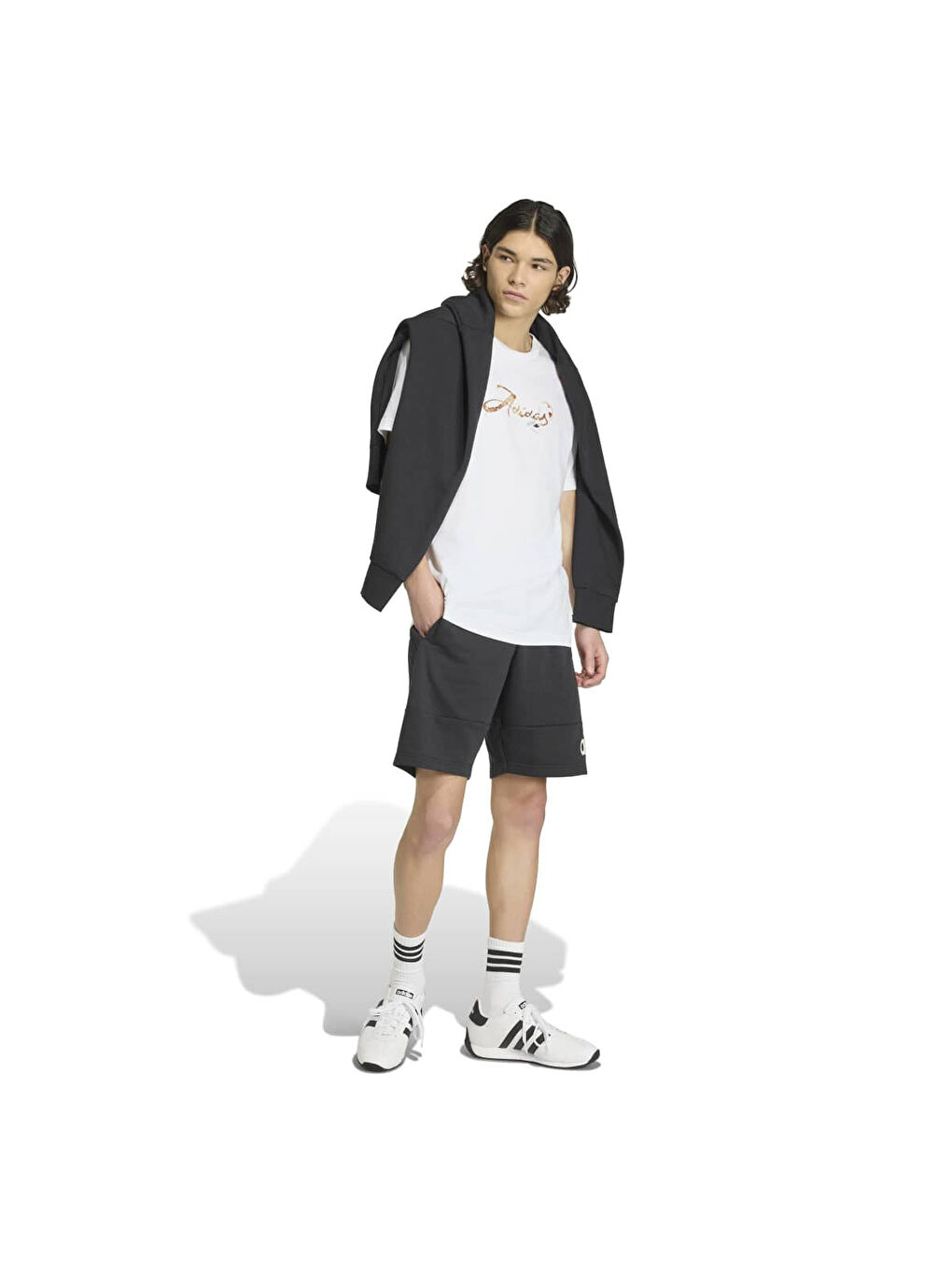 Cafe Script Erkek Beyaz Yuvarlak Yaka Tişört-3