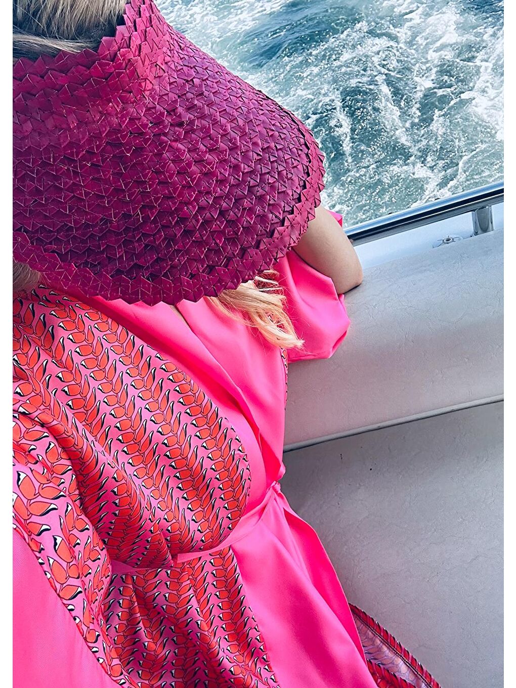 Mayovera Tasarım Mayo Karışık Plaj Elbisesi Kimono - Pink Think - Mayovera - 5