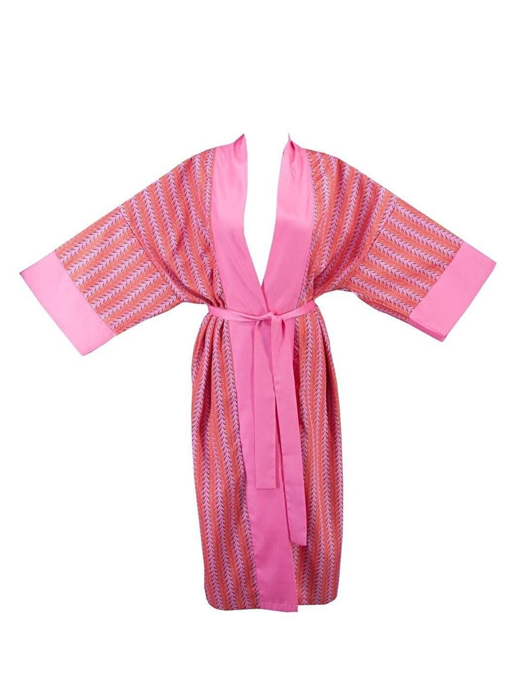 Mayovera Tasarım Mayo Karışık Plaj Elbisesi Kimono - Pink Think - Mayovera - 7