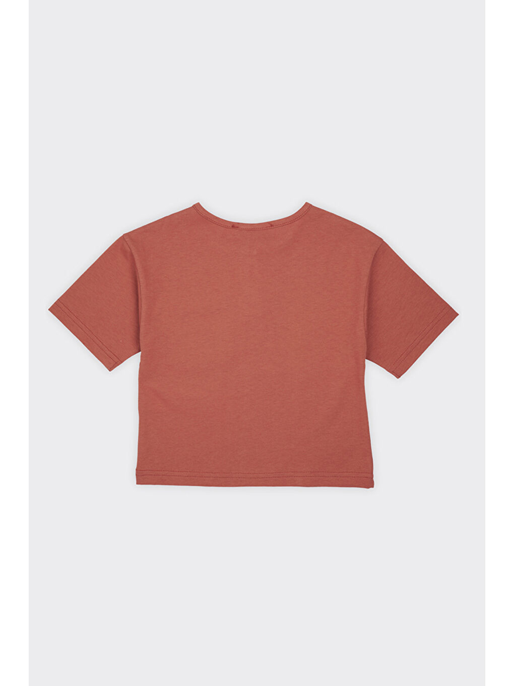 Kahverengi Erkek Bebek Yakası Düğme Detaylı Kiremit Tişört-1