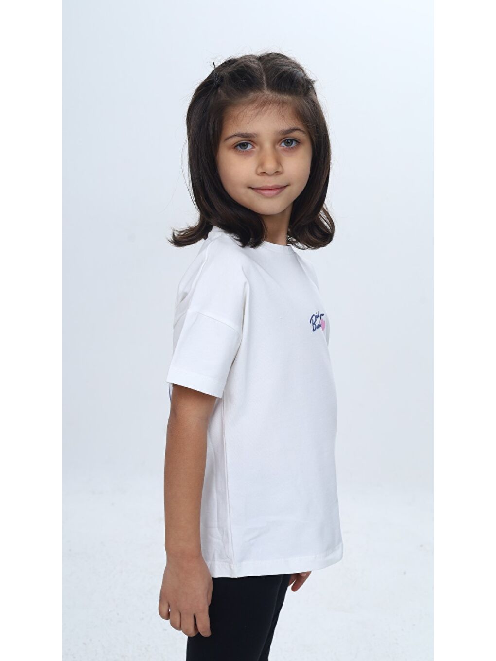 Ekru Kız Çocuk Baskılı Bisiklet Yaka Kısa Kollu Tişört 24977-2