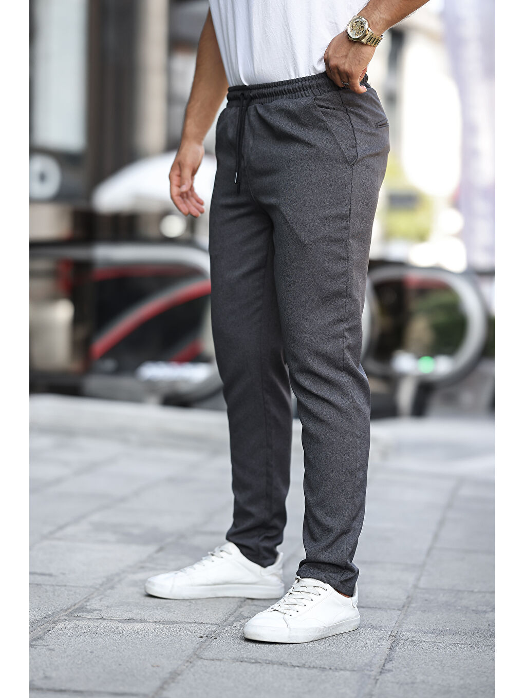 comstar Füme Erkek Bel Lastikli Düz Paça Jogger Pantolon - 1