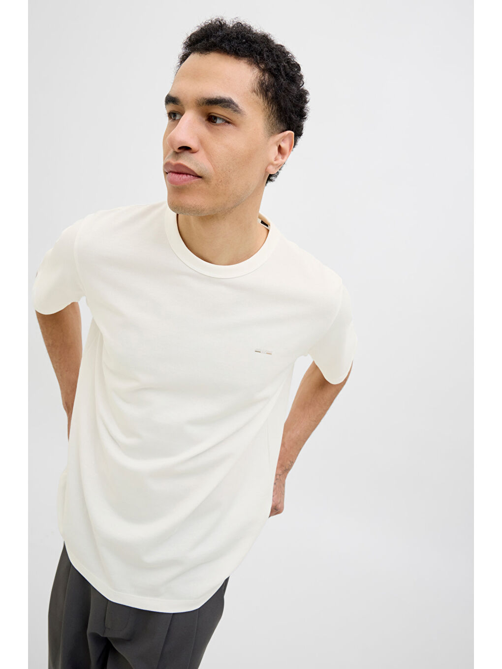 Ekru Premium Jprblualves Pamuklu Regular Fit Bisiklet Yaka T Shirt 12276801-3