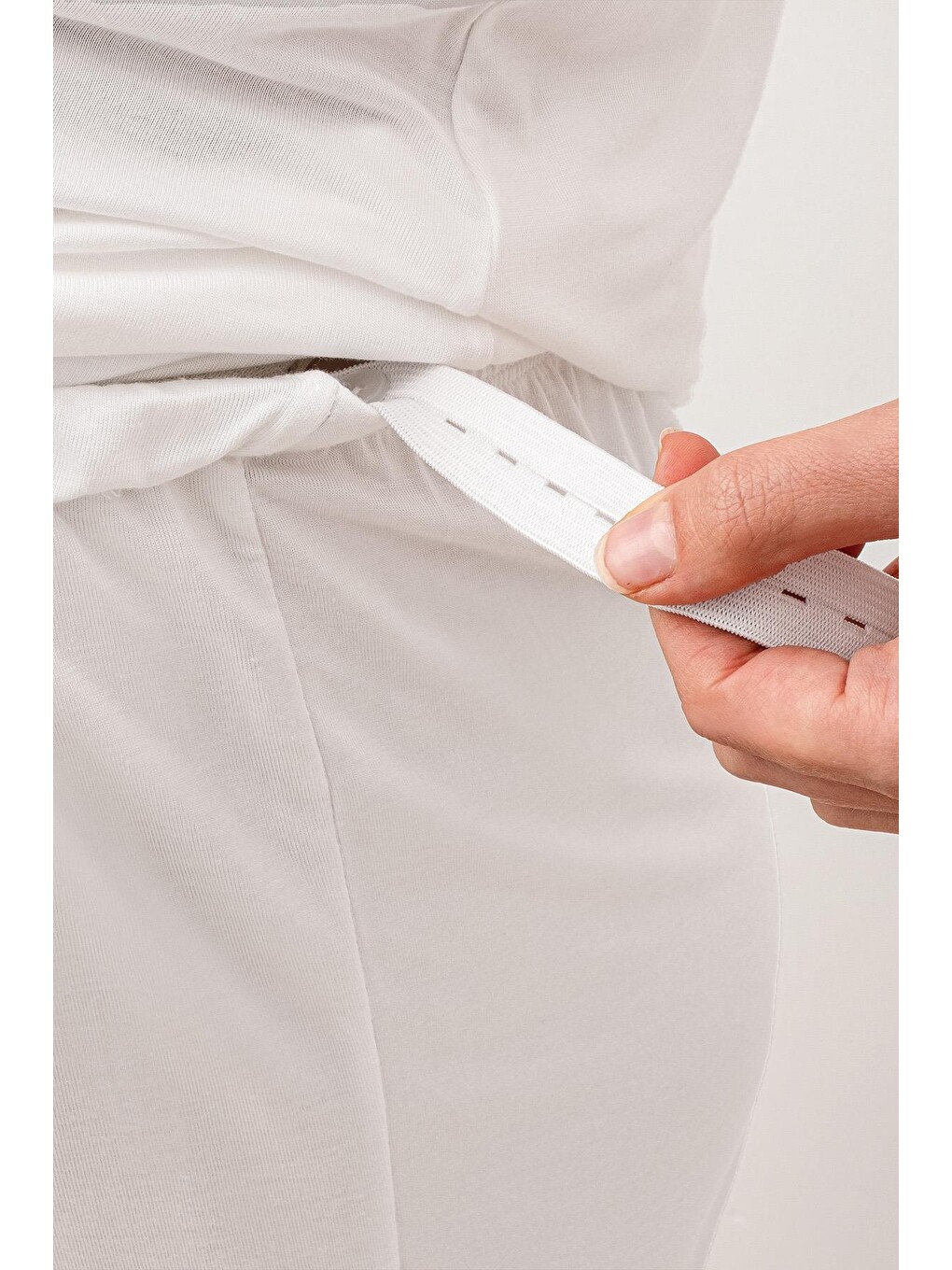 Ekru Uzun Kollu Dantelli Elastanlı Viskoz Hamile Sabahlık Pijama Takım 20300-8