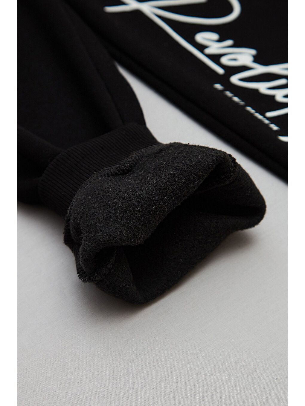 Siyah 3 İplik Yazı Baskılı Jogger Kız Çocuk Eşofman Altı-2