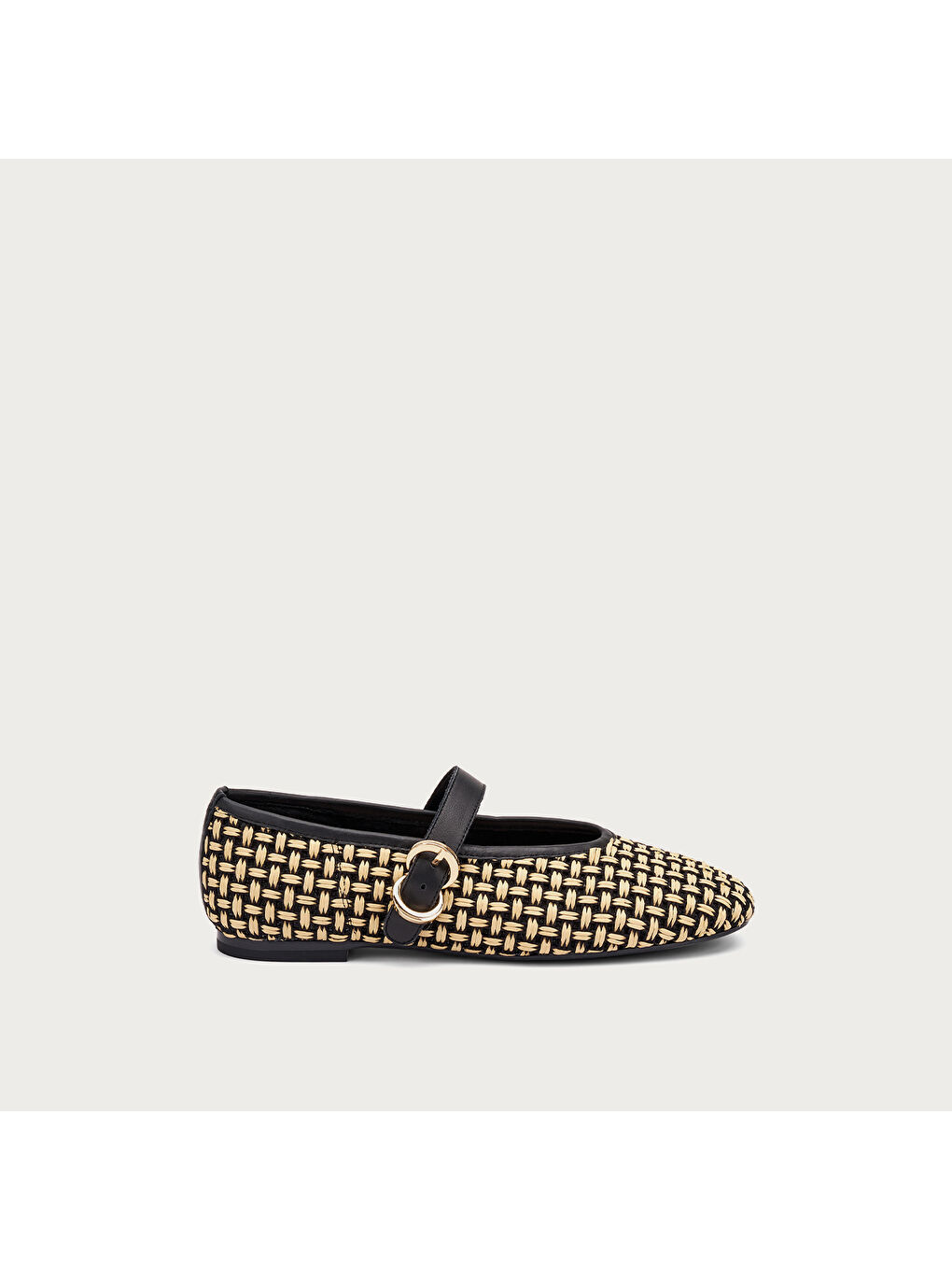 Siyah Kadın Babet 69R3 TWO-TONE RAFFIA BALLET FLATS