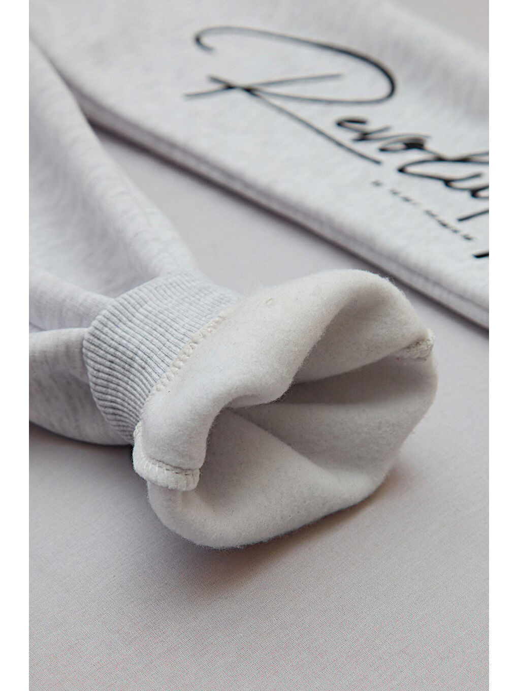 Gri 3 İplik Yazı Baskılı Jogger Kız Çocuk Eşofman Altı-3