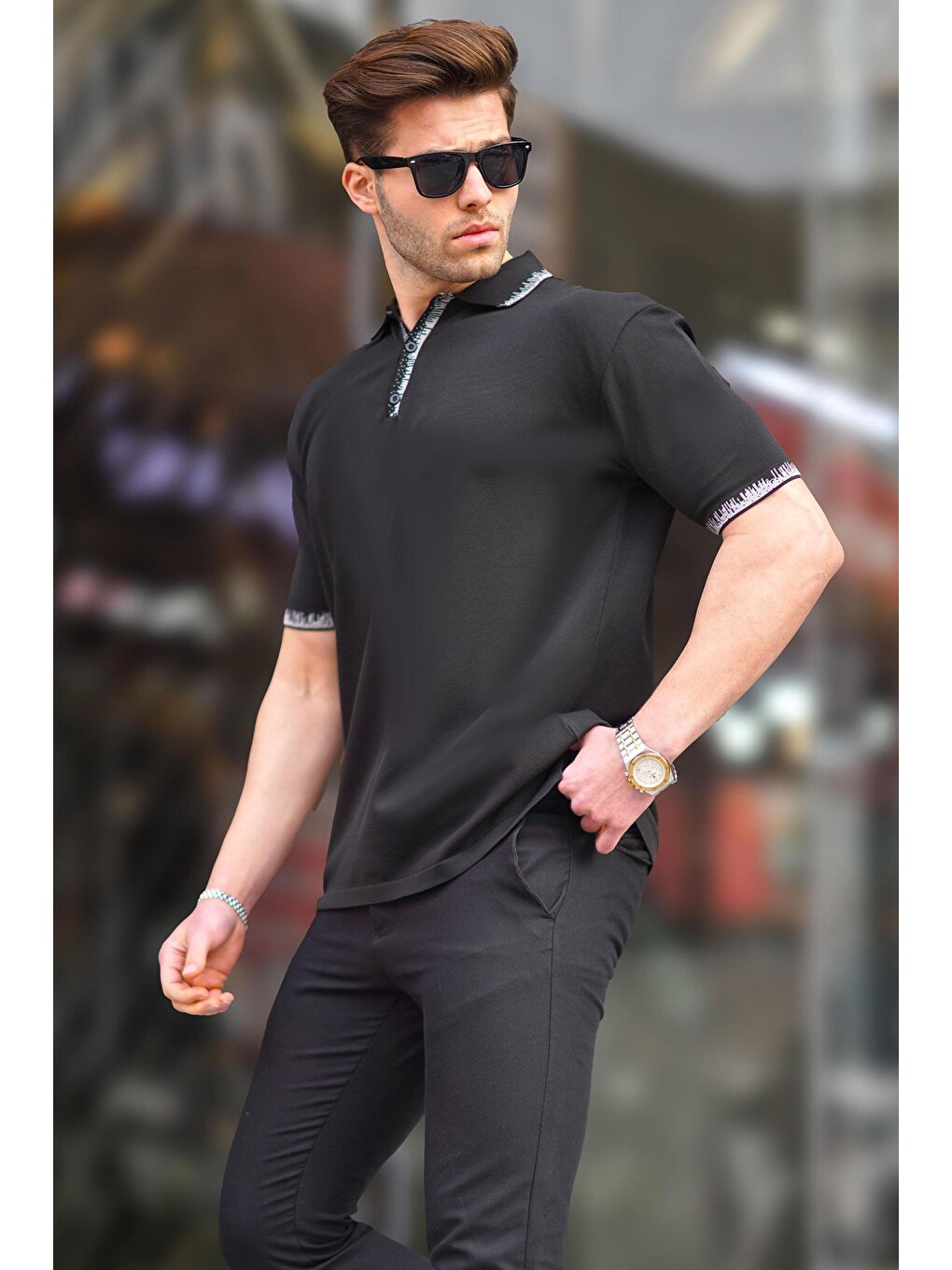 Siyah Polo Yaka Erkek Tişört 6877