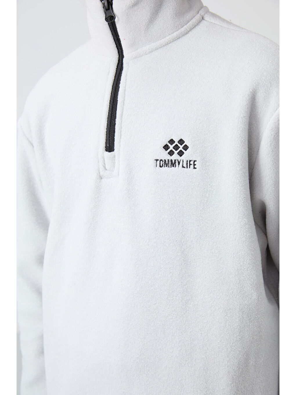 Bej Taş Kalın Yumuşak Dokulu Standart Fit Nakışlı Polar Erkek Çocuk Sweatshirt - 11221-3