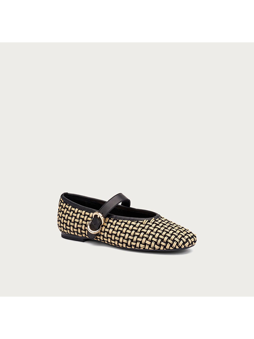 Siyah Kadın Babet 69R3 TWO-TONE RAFFIA BALLET FLATS-1