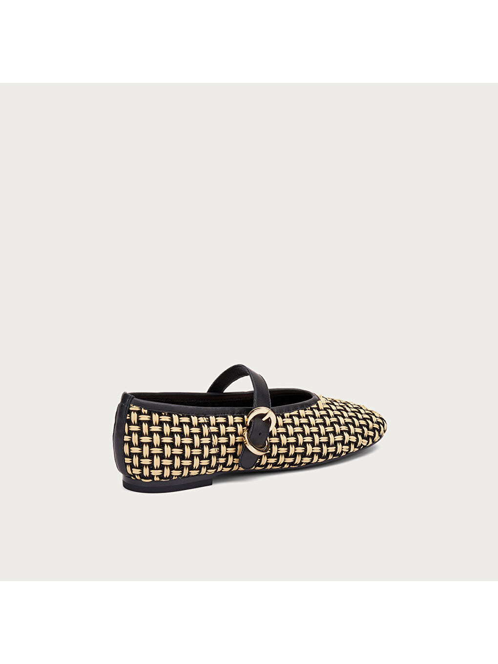 Siyah Kadın Babet 69R3 TWO-TONE RAFFIA BALLET FLATS-2