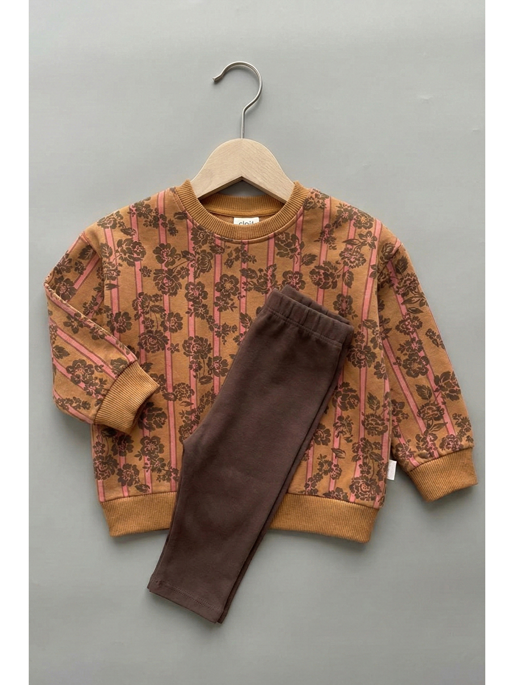 Kahverengi Taytlı Sweatshirt Takım 2-10 Yaş Camel-2