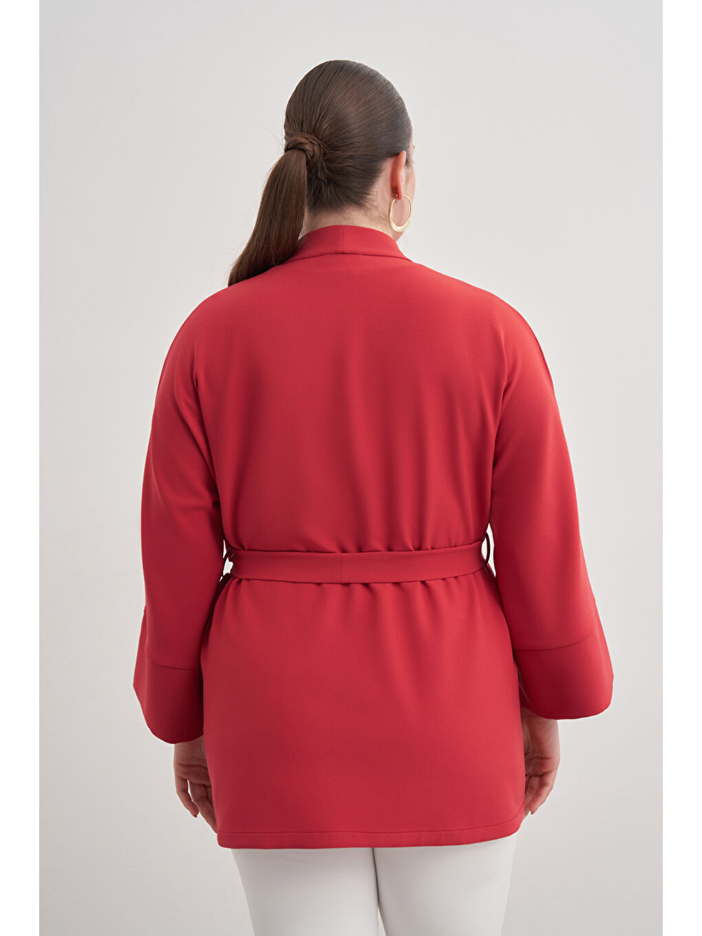 Kırmızı Kumaş Broşlu Kimono-5