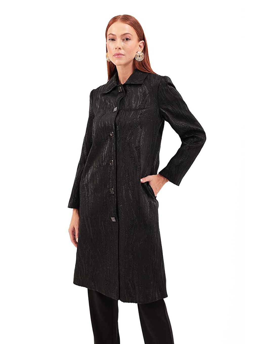 Siyah Jakarlı Kumaş Kap-1