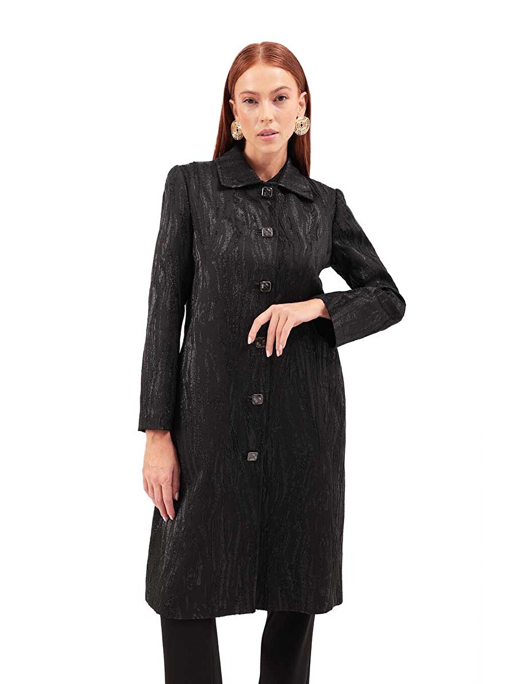 Siyah Jakarlı Kumaş Kap-2