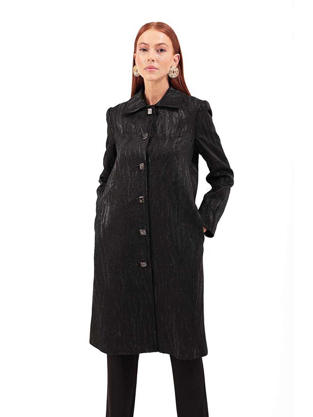 Siyah Jakarlı Kumaş Kap-3