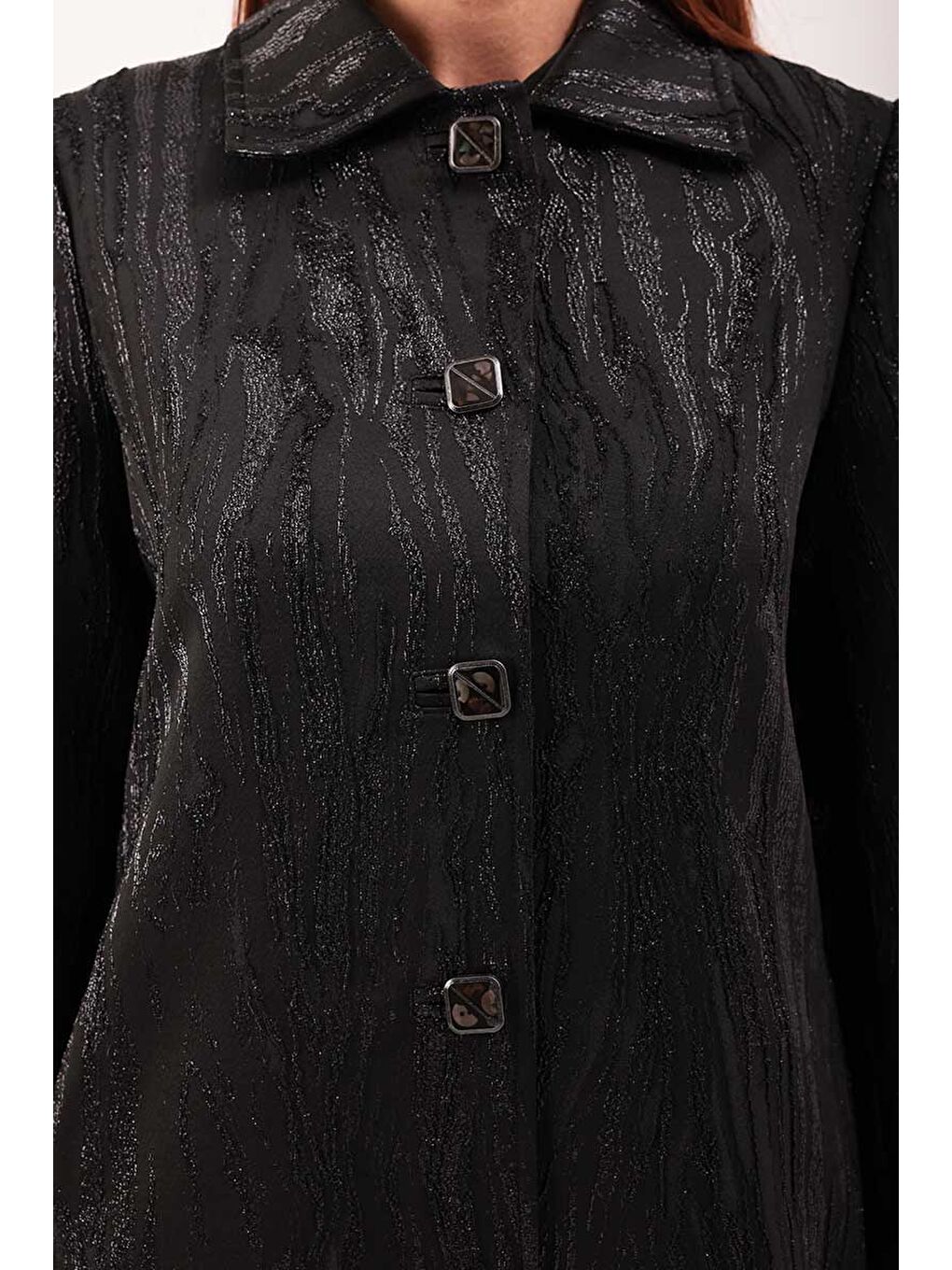 Siyah Jakarlı Kumaş Kap-4