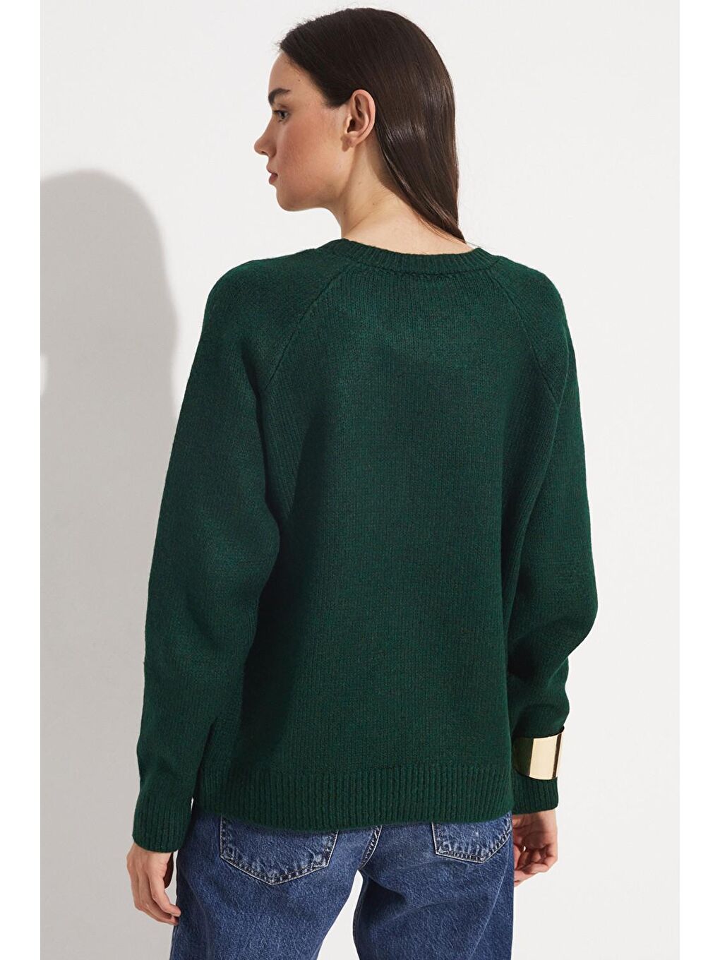 Yeşil Bisiklet Yaka Basic Kazak-3