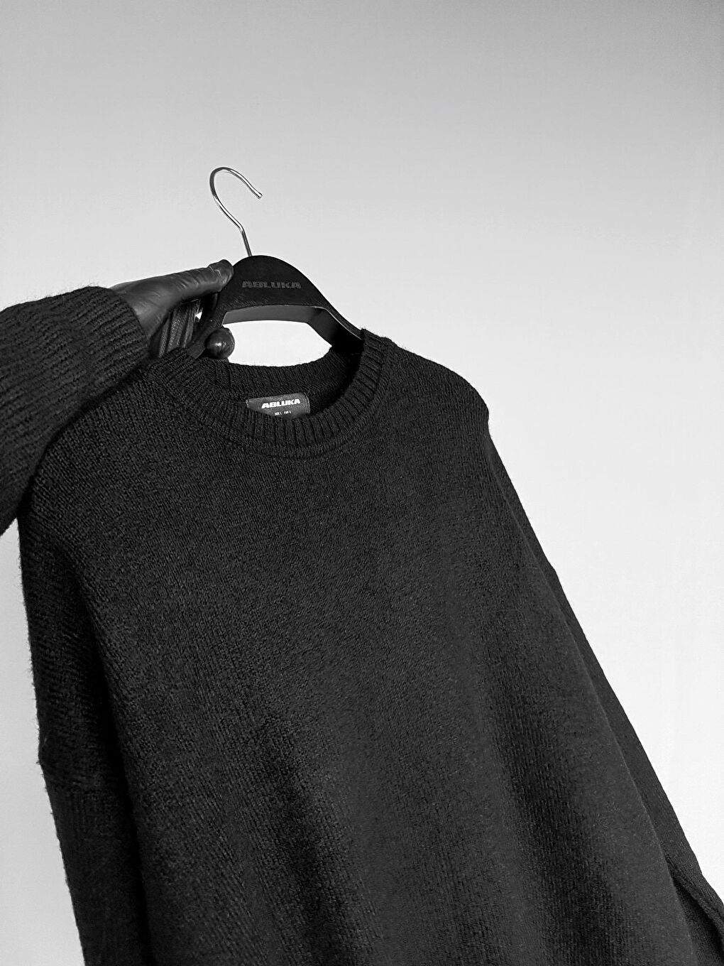 Erkek Oversize Yumuşak Dokulu Kazak Siyah-4