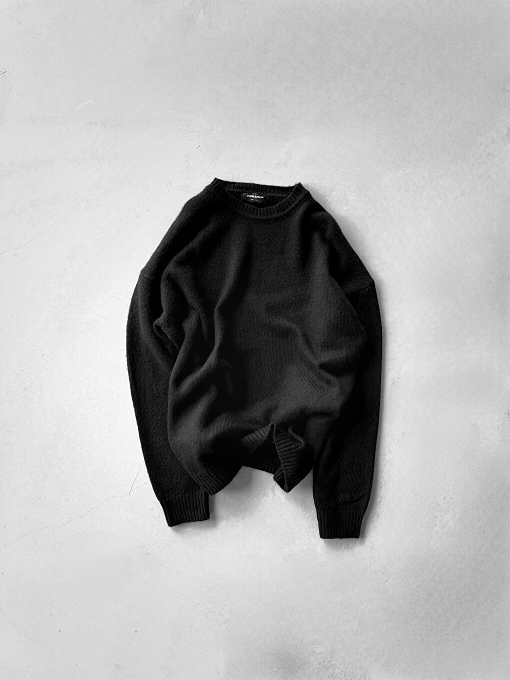 Erkek Oversize Yumuşak Dokulu Kazak Siyah-5