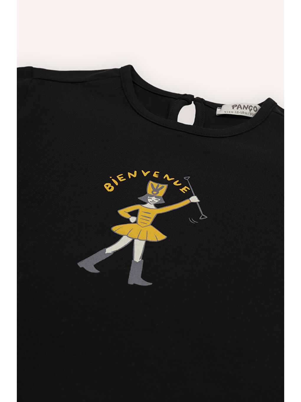 Kız Bebek Baskılı Siyah Tişört-2