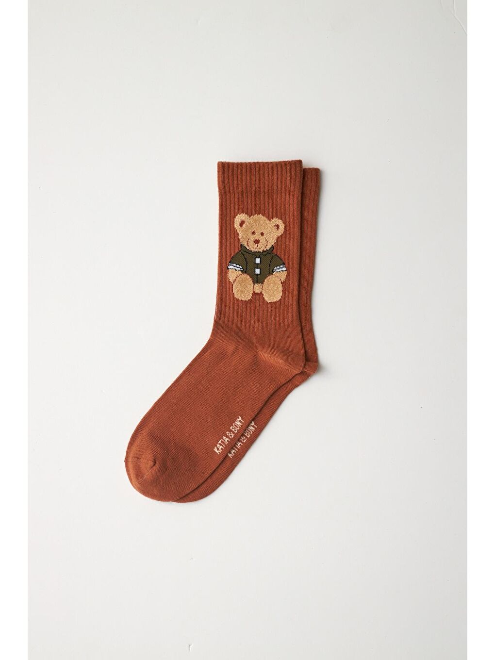 Teddy Desenli Soket Çorap Kahverengi
