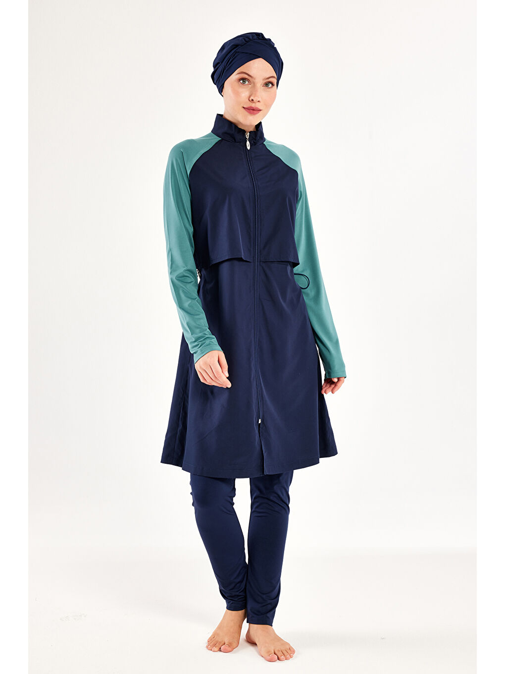 Reglan Kol Tam Kapalı Tesettür Mayo Debbıe 1405 Lacivert01
