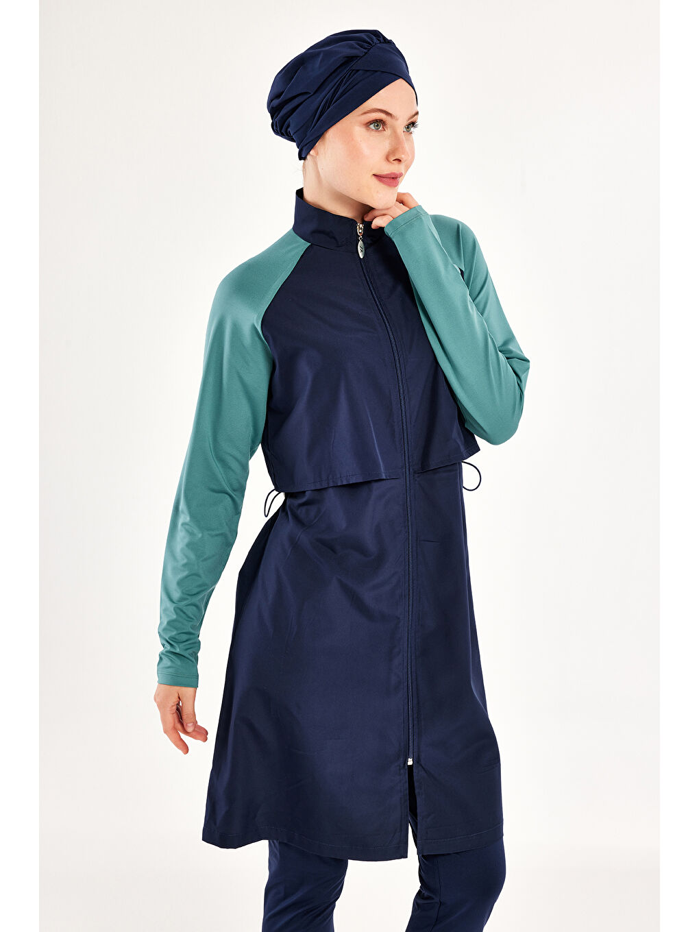 Reglan Kol Tam Kapalı Tesettür Mayo Debbıe 1405 Lacivert01-1