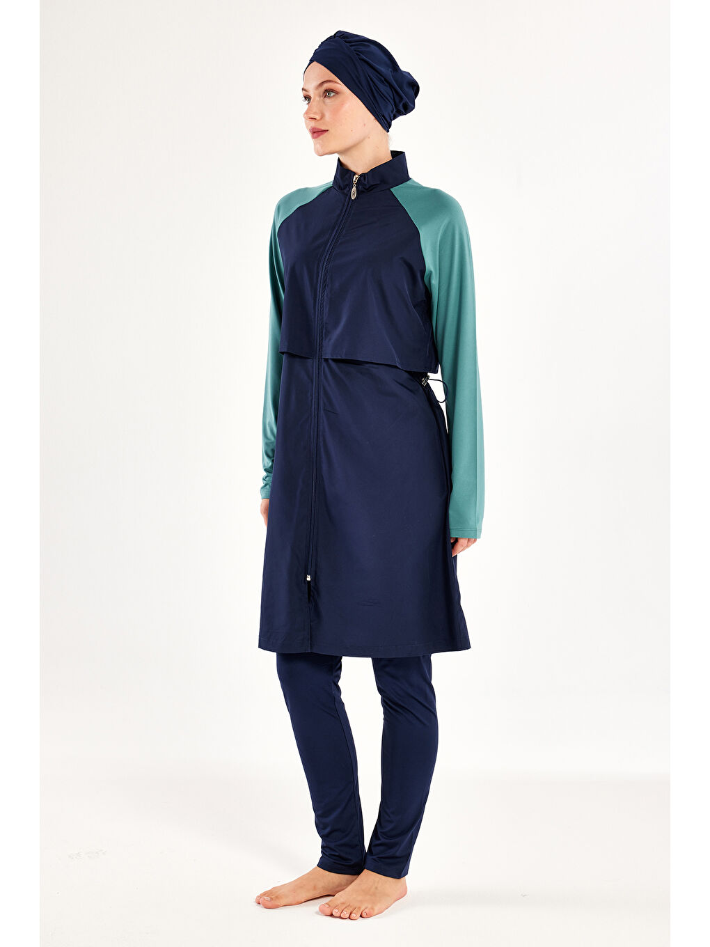 Reglan Kol Tam Kapalı Tesettür Mayo Debbıe 1405 Lacivert01-2