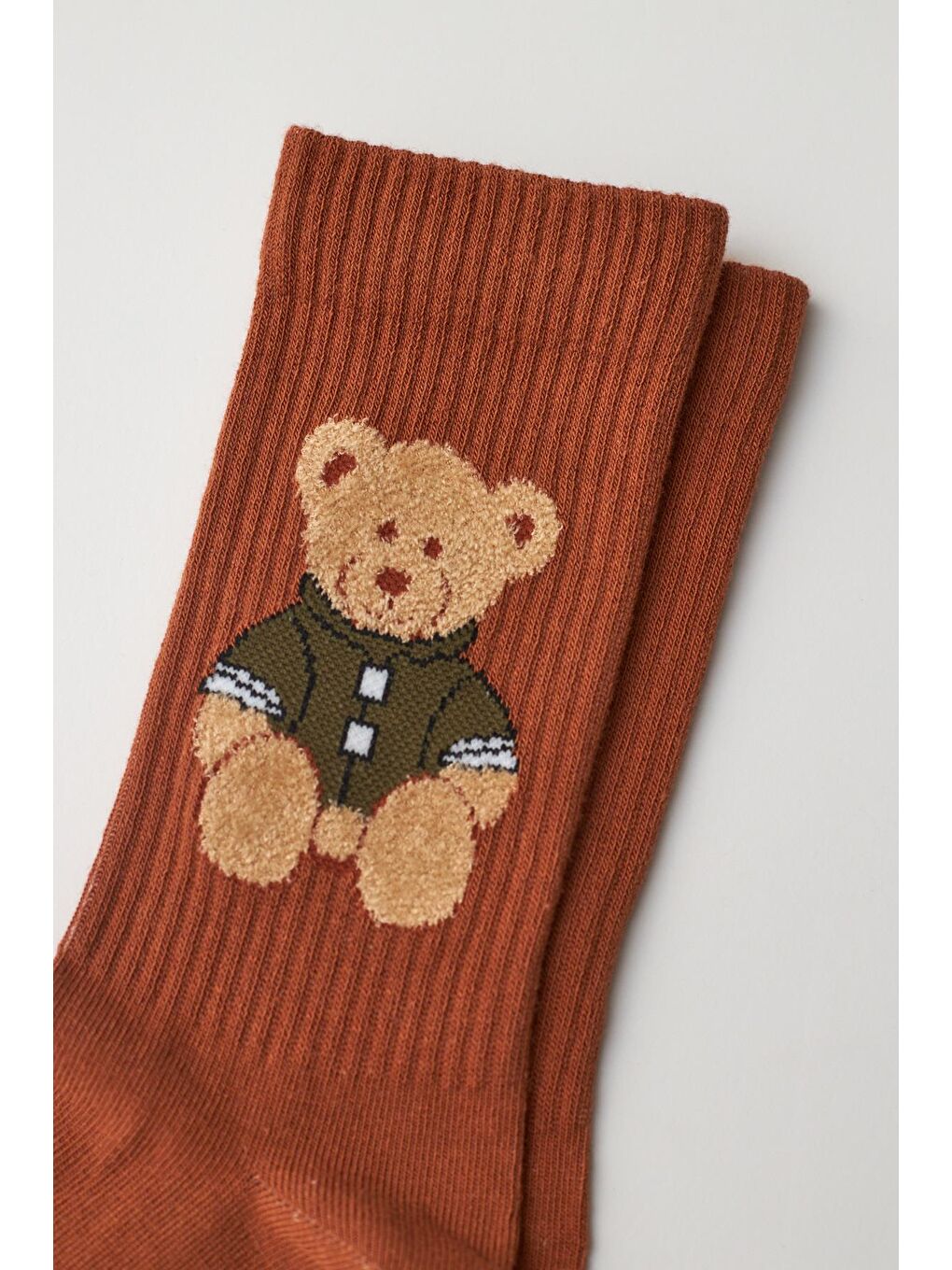 Teddy Desenli Soket Çorap Kahverengi-1