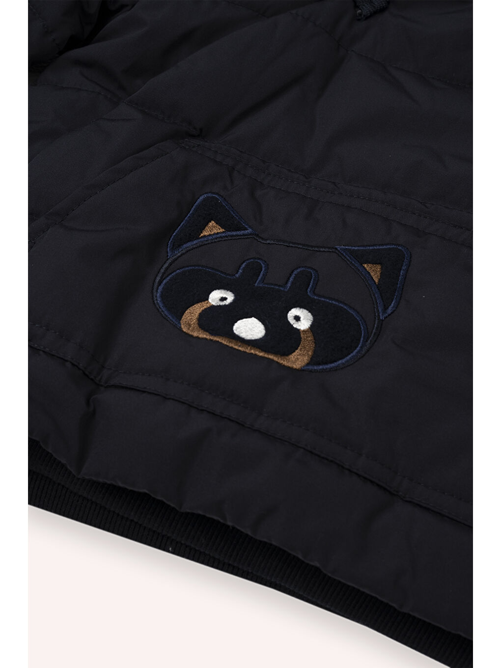 Erkek Bebek Tilki Aplikeli Lacivert Şişme Mont-2